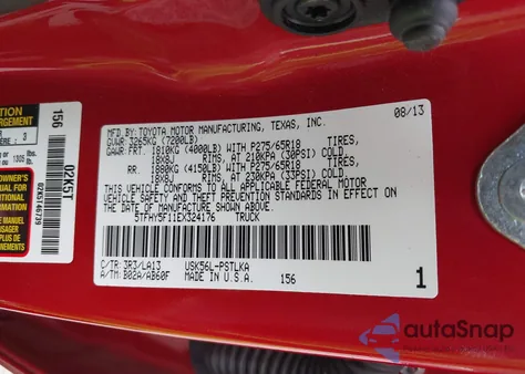 2014 Toyota Tundra Limited 5.7L V8 from USA, damaged, VIN 5TFHY5F11EX324176